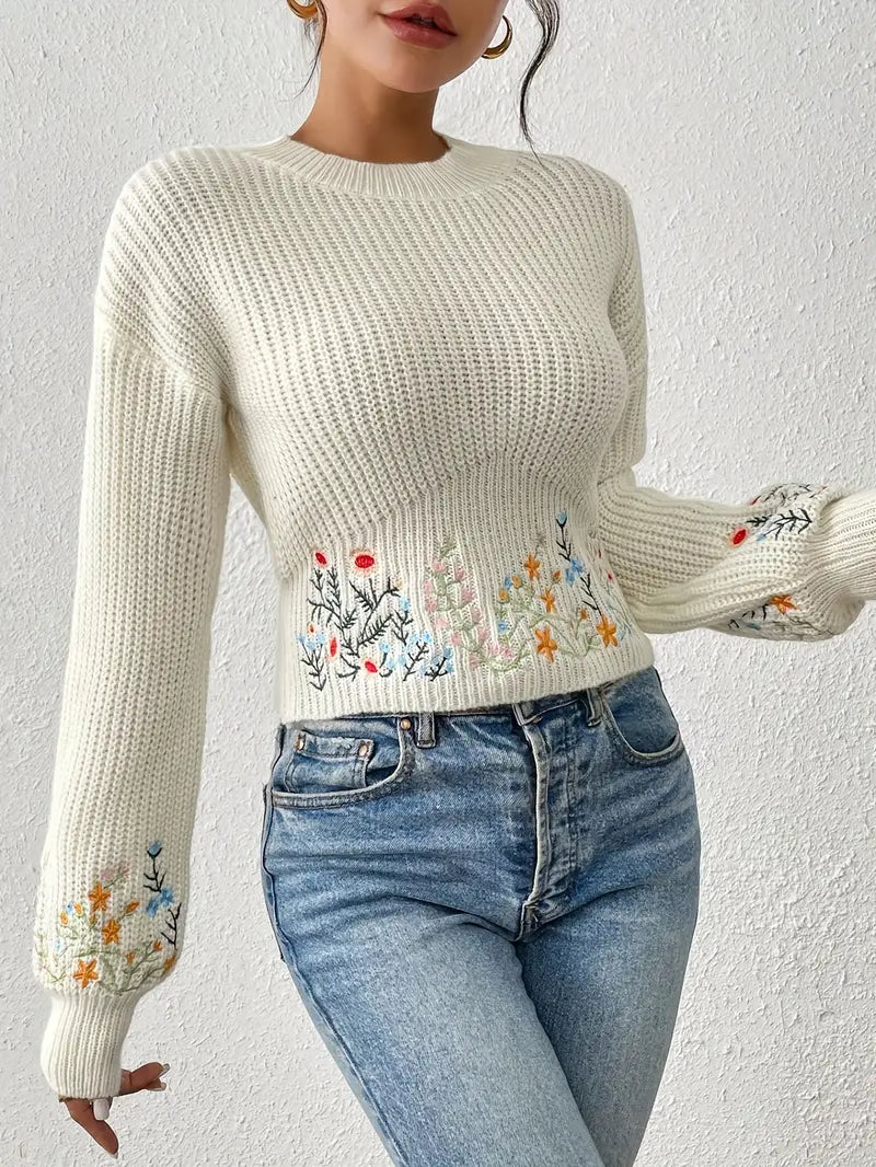 Soleá® | Knitted sweater with floral embroidery