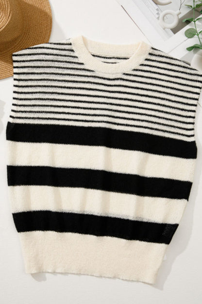 Verónica® | Striped crew neck sweater vest