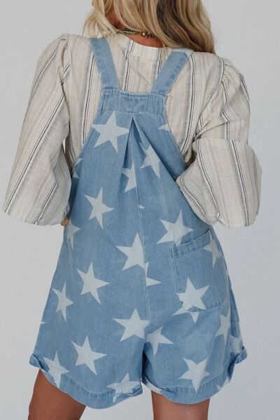 Zoraida® | Denim jumpsuit with a square neckline and a star print