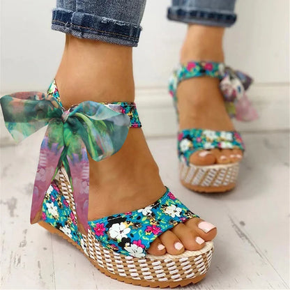 Ana® | Wedge sandals with a floral pattern