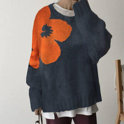 Nadia® | Navy blue floral sweater with long sleeves