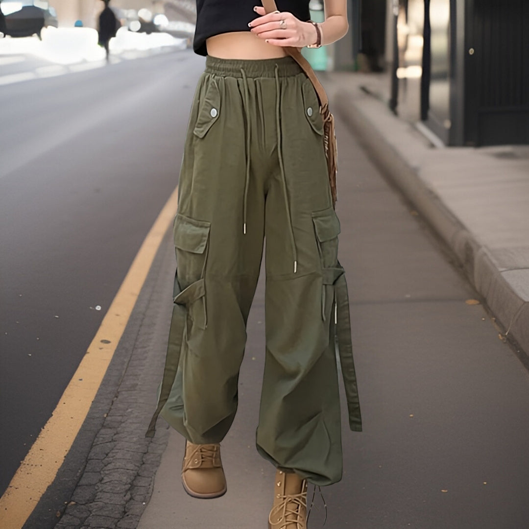 Vera® | Pants Wide leg cargo pants with multiple pockets