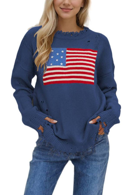 Tatiana® | Fashion crew neck sweater with flag