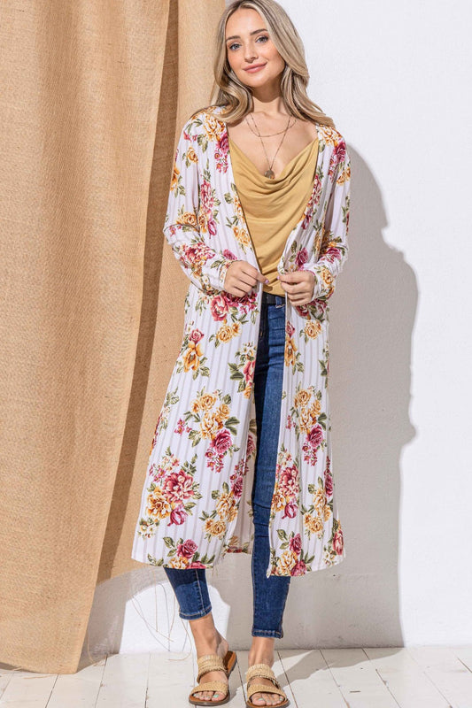 Petra® | And the Why Floral Kimono open front longline cardigan