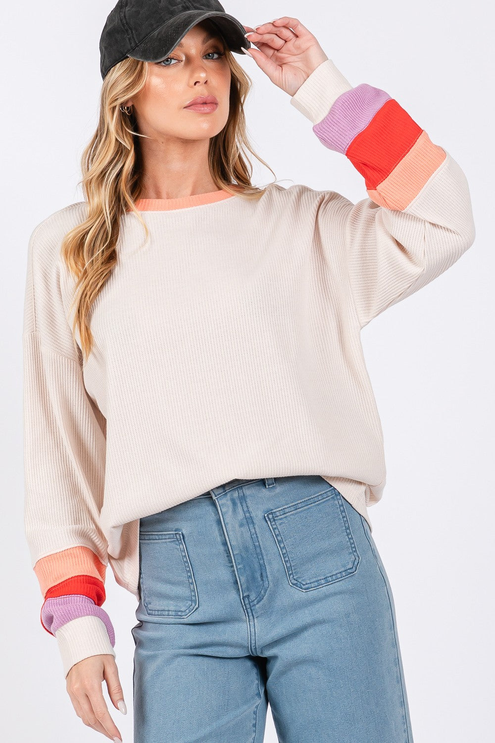 Alice® | Color block waffle knit t-shirt