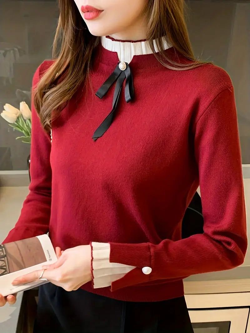 Tamsin® | Elegant cotton top with ruffle collar