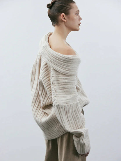 Pilar® | Oversized knit sweater with a high V-neck