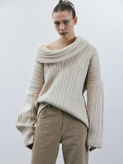 Pilar® | Oversized knit sweater with a high V-neck