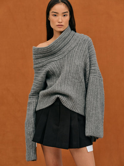 Pilar® | Oversized knit sweater with a high V-neck