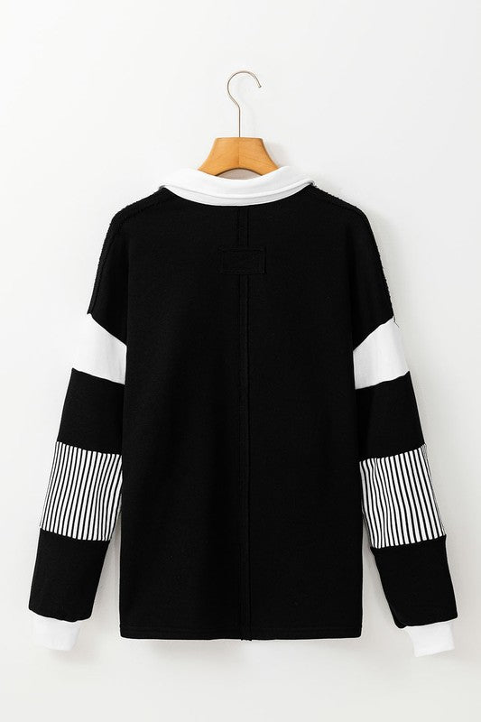 Alina® | Striped colorblock sweatshirt with patchwork collar