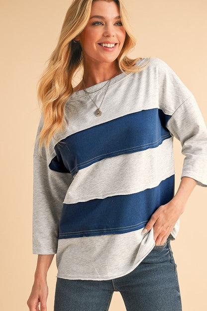 Zulema® | Striped patchwork sweatshirt with raw edges