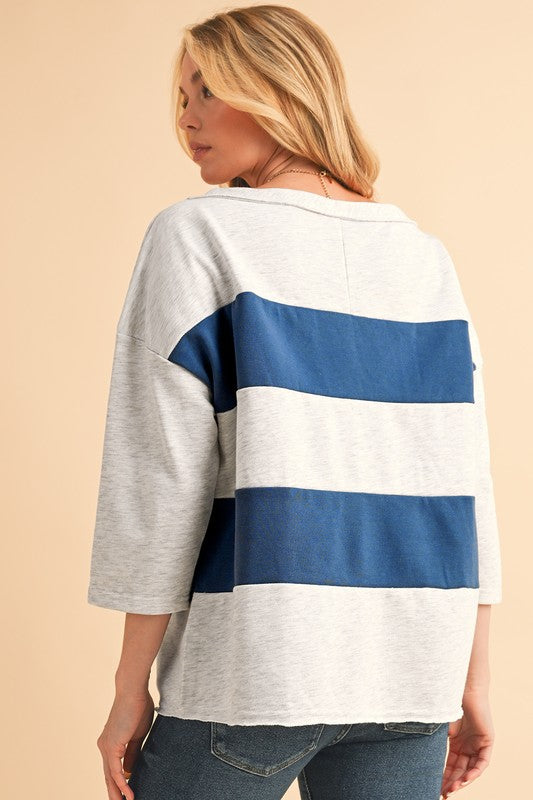 Zulema® | Striped patchwork sweatshirt with raw edges