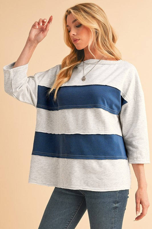 Zulema® | Striped patchwork sweatshirt with raw edges