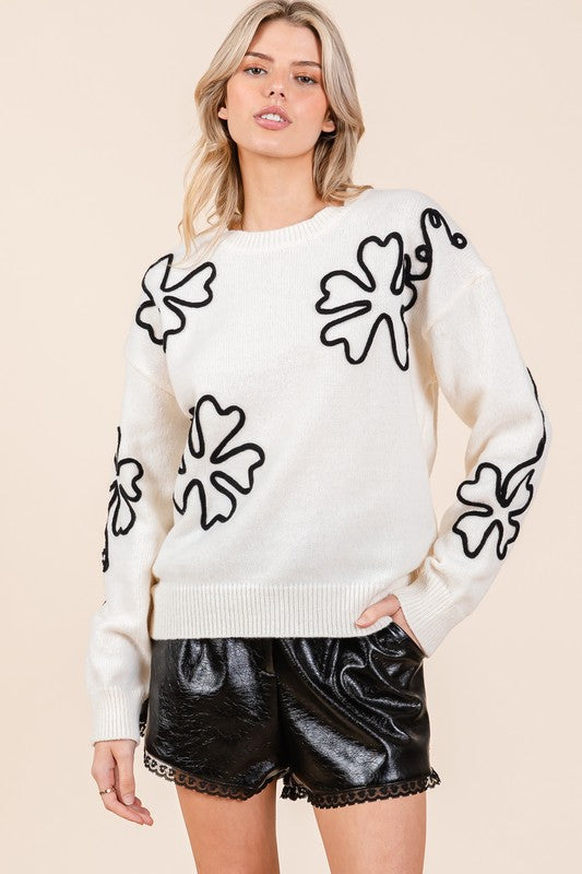 Adriana® | Knitted sweater with floral embroidery