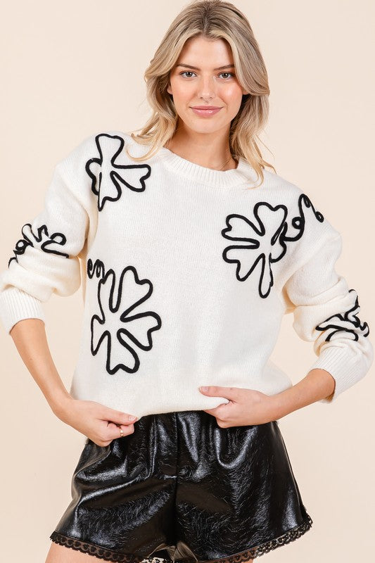 Adriana® | Knitted sweater with floral embroidery