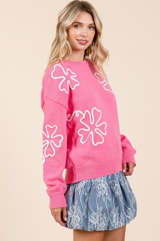 Adriana® | Knitted sweater with floral embroidery