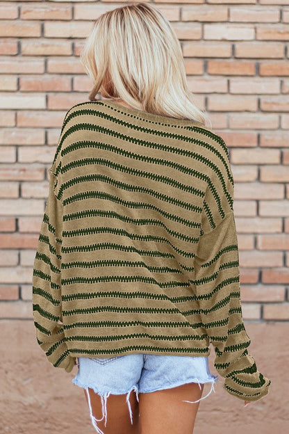 Zaida® | Casual, striped sweater with a crew neck and dropped shoulders