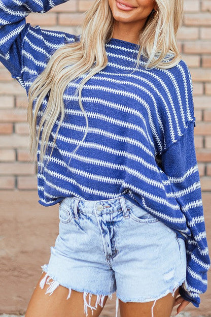 Zaida® | Casual, striped sweater with a crew neck and dropped shoulders