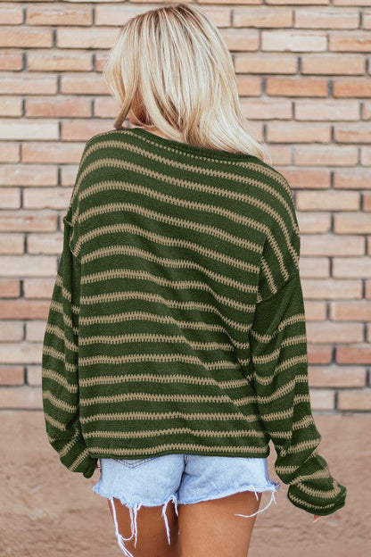 Zaida® | Casual, striped sweater with a crew neck and dropped shoulders