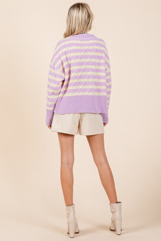 Theresa® | Striped argyle knit sweater