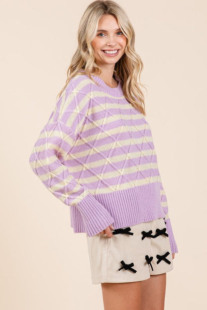 Theresa® | Striped argyle knit sweater