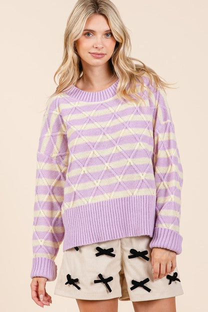 Theresa® | Striped argyle knit sweater