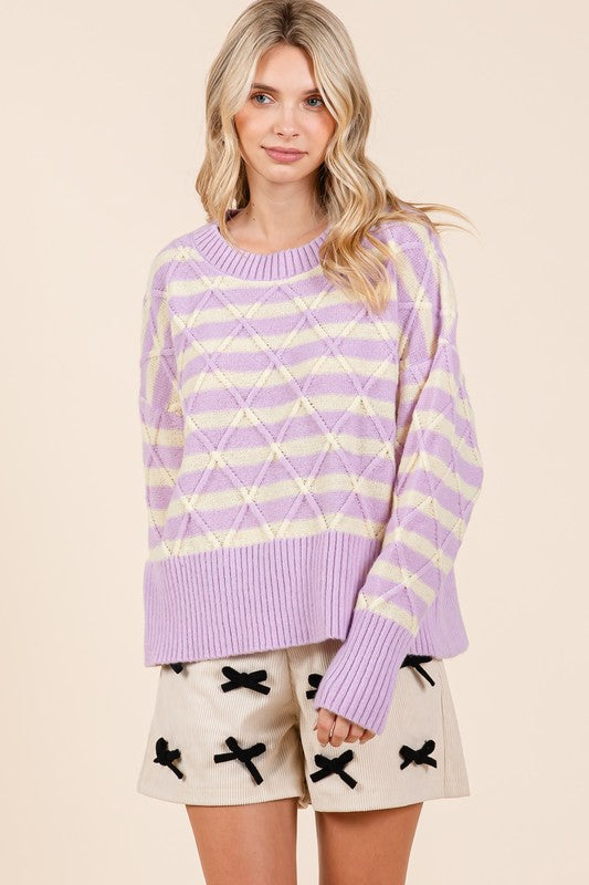 Theresa® | Striped argyle knit sweater