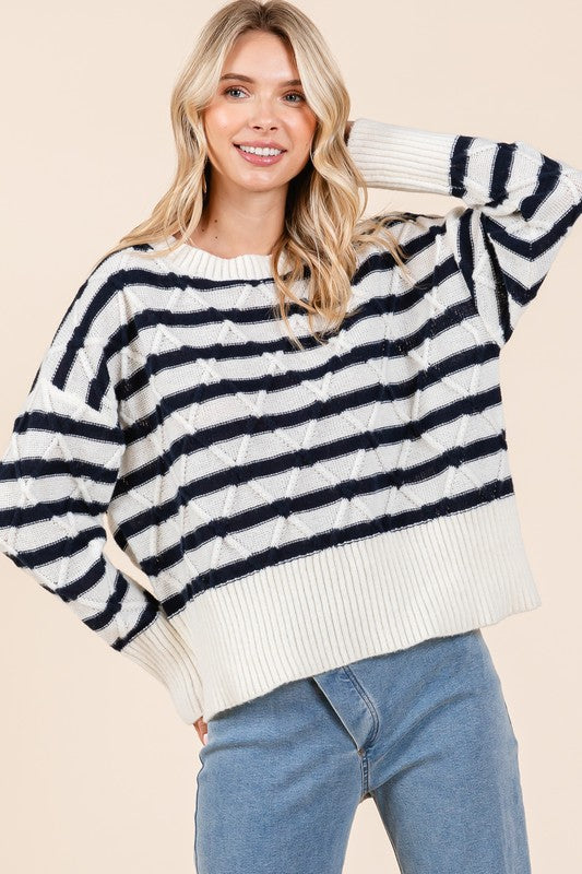 Theresa® | Striped argyle knit sweater