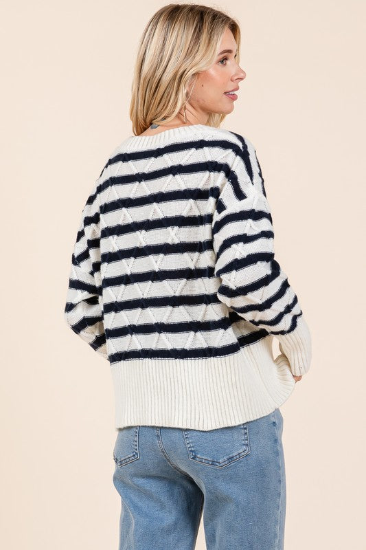 Theresa® | Striped argyle knit sweater