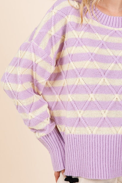 Theresa® | Striped argyle knit sweater