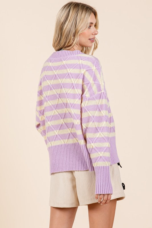 Theresa® | Striped argyle knit sweater