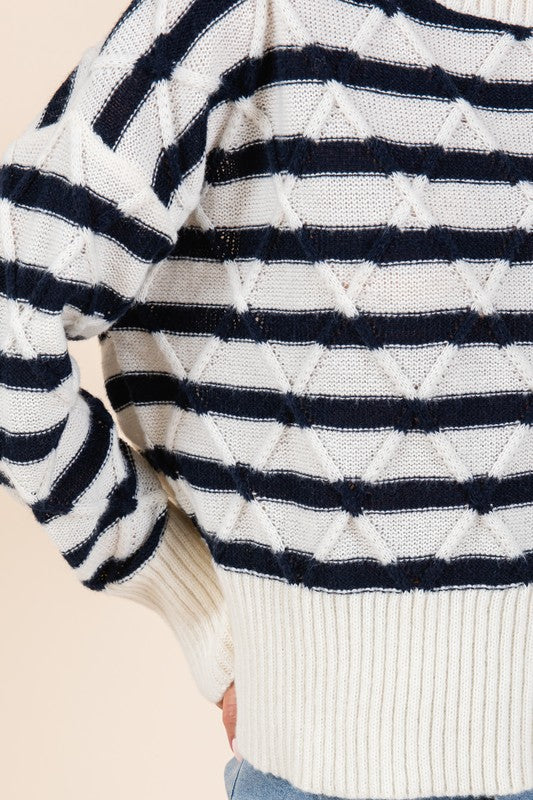 Theresa® | Striped argyle knit sweater