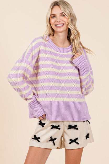 Theresa® | Striped argyle knit sweater