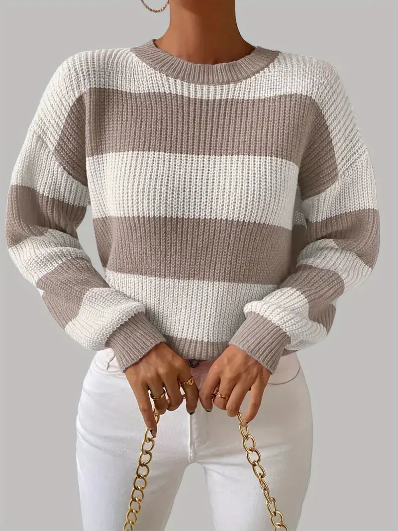 Pink® | Chic striped crew neck sweater in Middle Eastern style