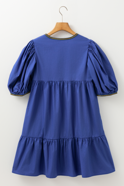 Teresa® | Mini dress with notched puff sleeves