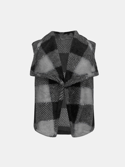 Yolanda® | Checked vest coat with an open front