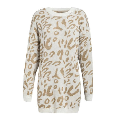 Amelia® | Casual leopard print sweater long sleeves