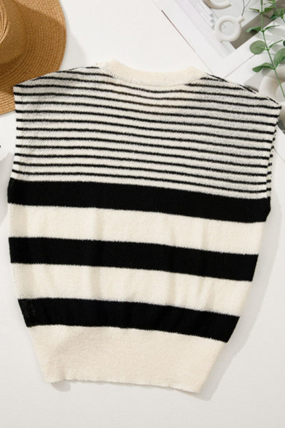 Verónica® | Striped crew neck sweater vest