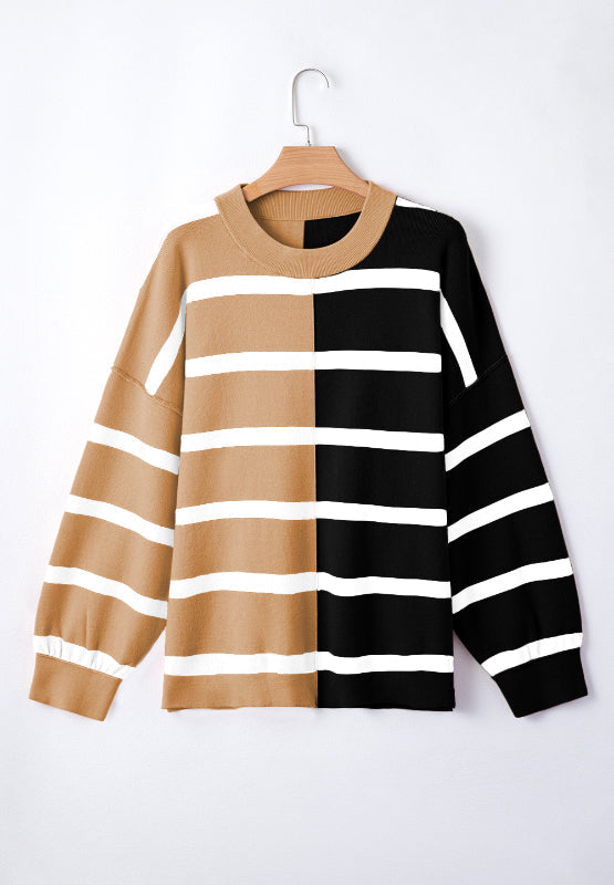 Xiomara® | Contrast striped long sleeve sweatshirt