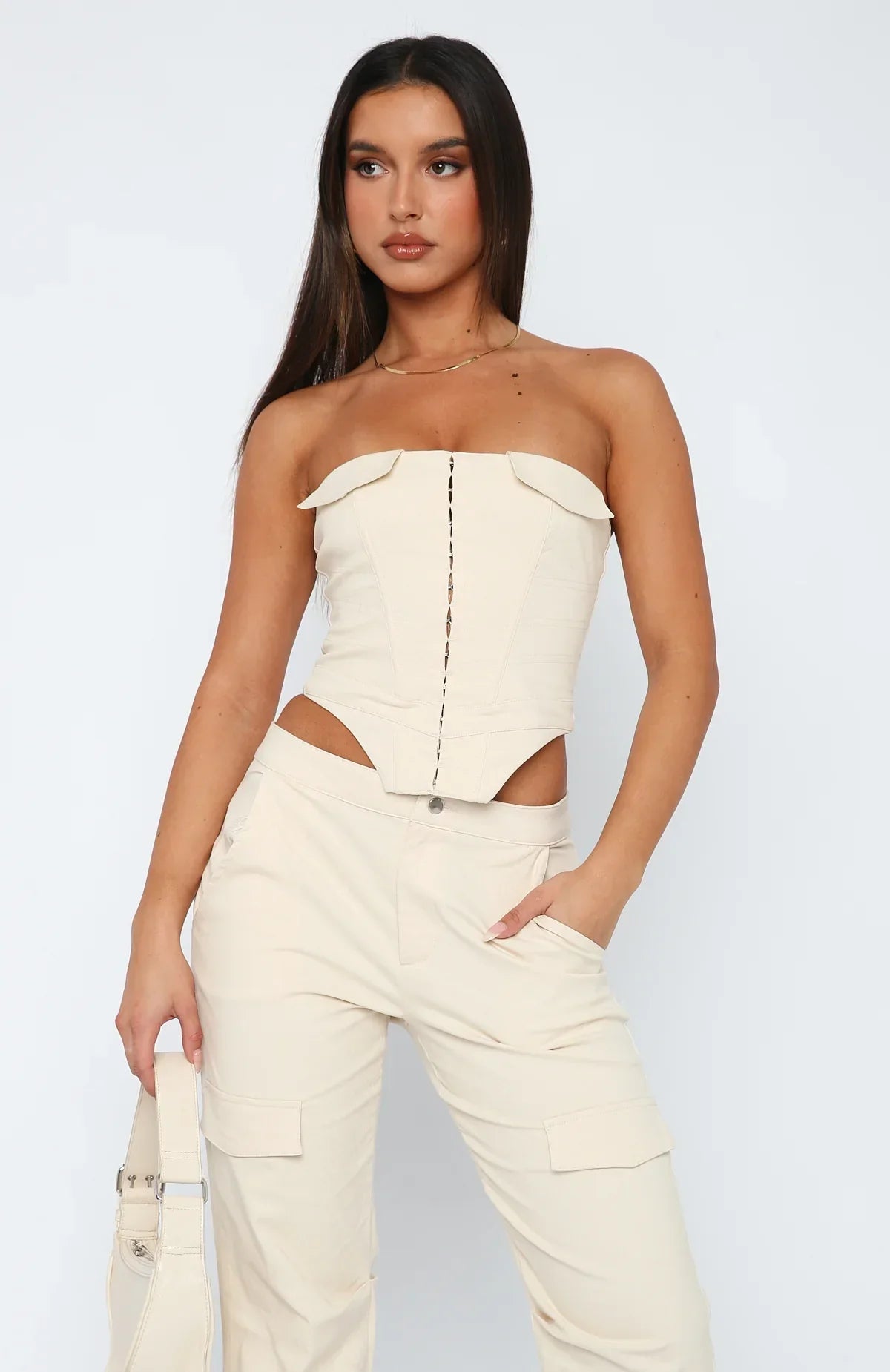 Ximena® | Bustier with zipper in beige