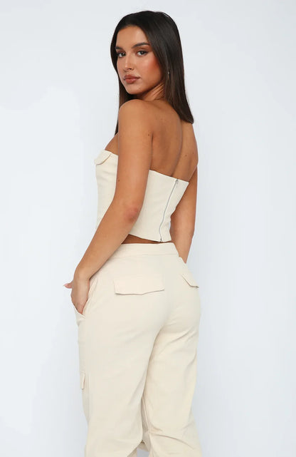 Ximena® | Bustier with zipper in beige