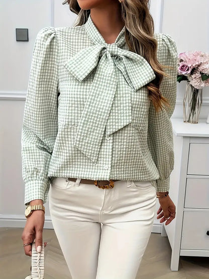 Quirina® | Cotton blouse with bow tie