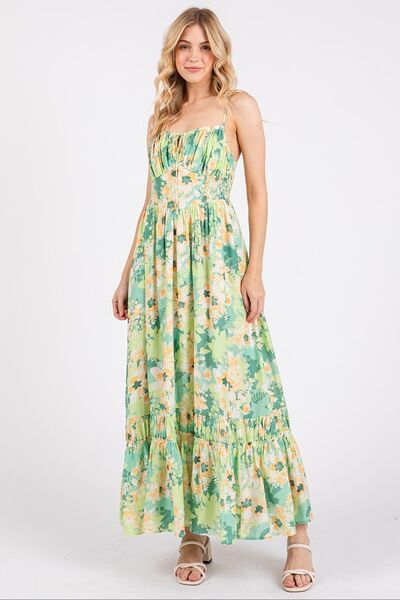 Sandra® | Floral maxi cami dress with a smocked back and ruffle hem