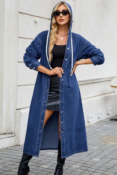 Yara® | Long sleeve denim outerwear with button placket and hood