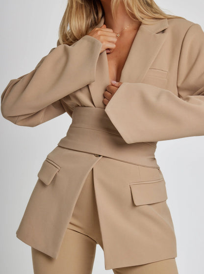 Tina® | Elegant tailored belted blazer for women