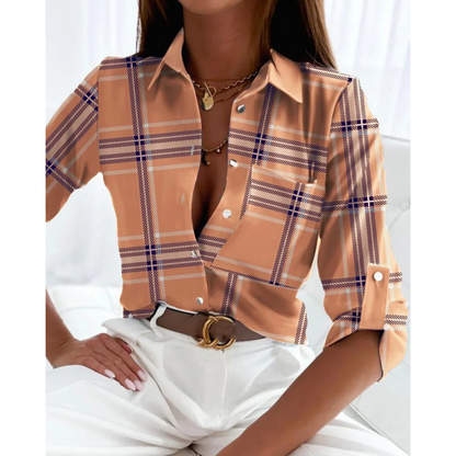 Alice® | Elegant women's blouse in business style with a lined print