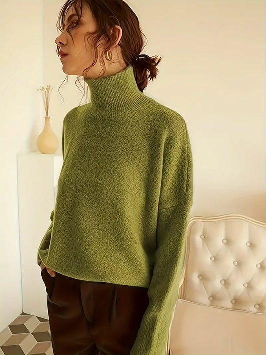 Trinidad® | Elegant Solid Color Turtleneck Sweater For Women Cozy Long Sleeve Knit