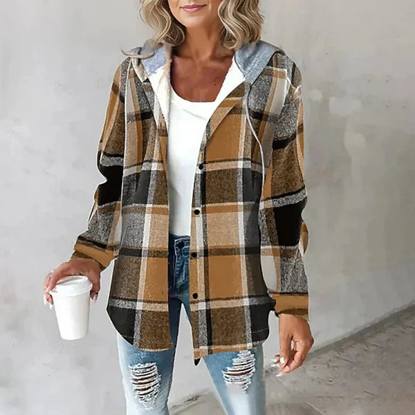 Yadira® | Oversized hooded checked jacket for women