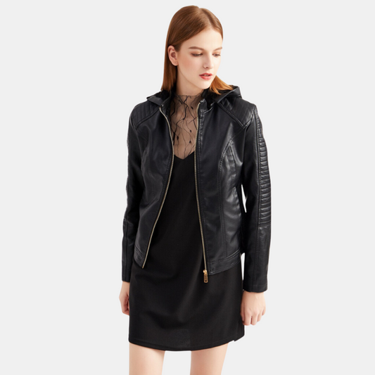 Alondra® | Women's leather jacket with hood