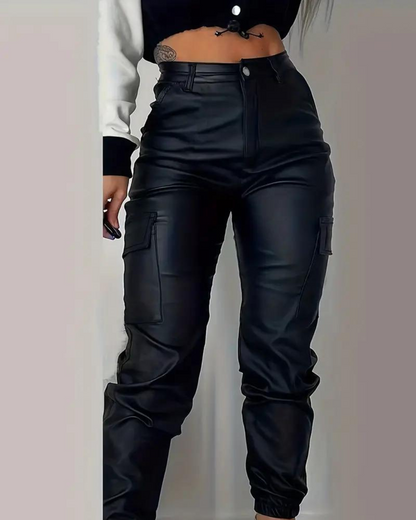 Yolanda® | Leather cargo pants